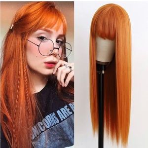 Long Orange Hair Wig for Women